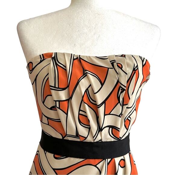 The Limited Dress Orange Cream Chainlink Strapless Faux Wrap Drape Front Size 0 - Picture 3 of 12